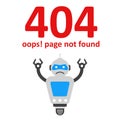 Oops 404 error page not found. Futuristic robot concept - vector